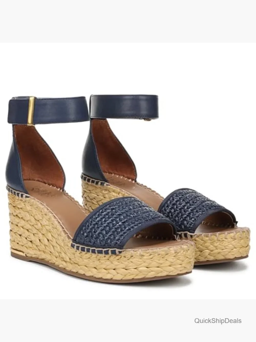 Jute-Wrapped Wedge Sandals with Adjustable Ankle Strap